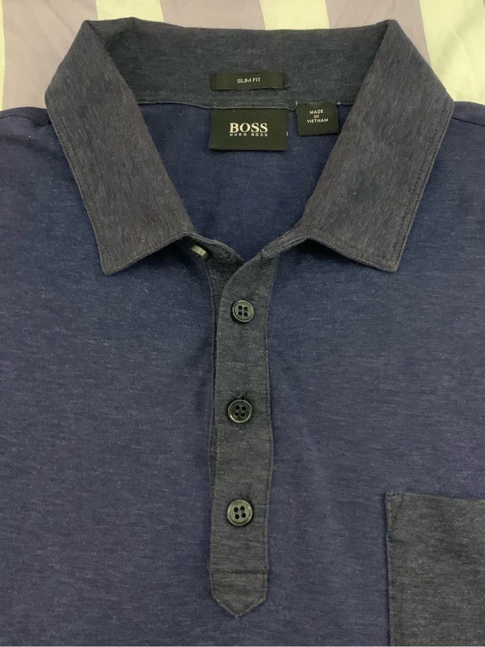 BOSS SS Slim Fit Two Toned 4 Button Pocket Polo
